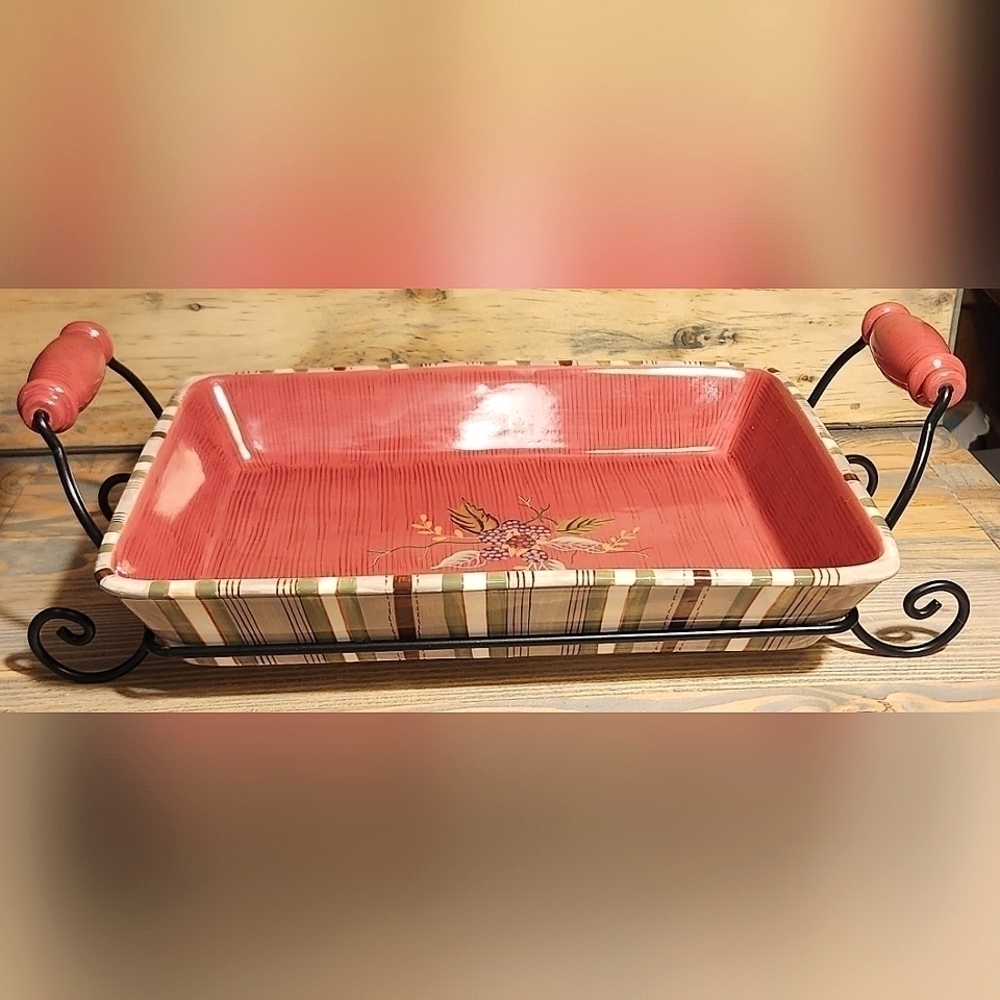Tracy Porter The Octavia Hill Collection 13" rectangular baker w/ metal stand V1